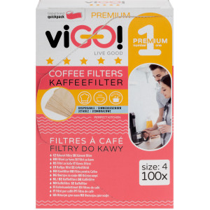 Kávové papírové filtry 100 x ks velikost rozměr 4 Bio (Kávový papírový filtr do kávy překapávače kávovaru na kávu kafe viGO!