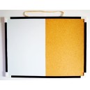 MAGNETICKÁ a korková Kombinovaná nástěnka 40 x 30 cm dvoudílná bílá popisovatelná nástěnná tabule (dvojdílná nástěná 40x30cm)