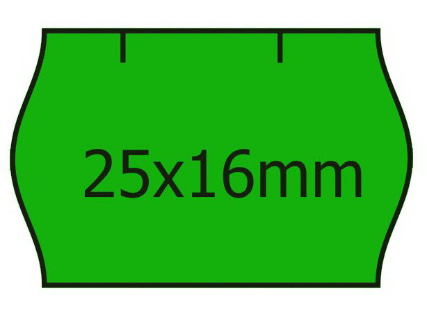 Cenové etikety do kleští CONTACT zelené oblé samolepící cenovky 25 x 16 mm, cenová etiketa 25x16mm zelená cenovka 2516