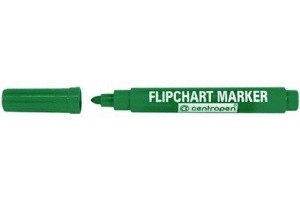 Zelený popisovač na papír flipchart marker 2,5mm - 5mm Centropen 8550 8560 kulatý zkosený hrot fix značkovač zelená fixa vodní